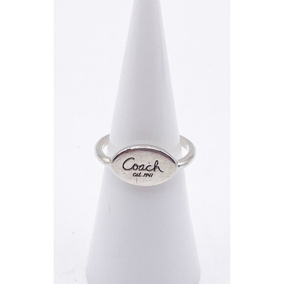 Coach Jewelry - Vintage Coach 925 Sterling Silver Oval Signet Logo Ring • Retired Design Size 6